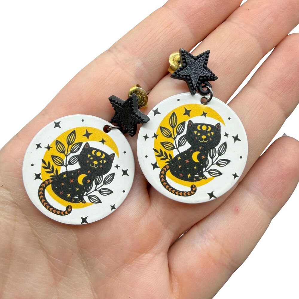 Vintage Jewelry Black Cat Earrings Halloween Spooky Jewelry